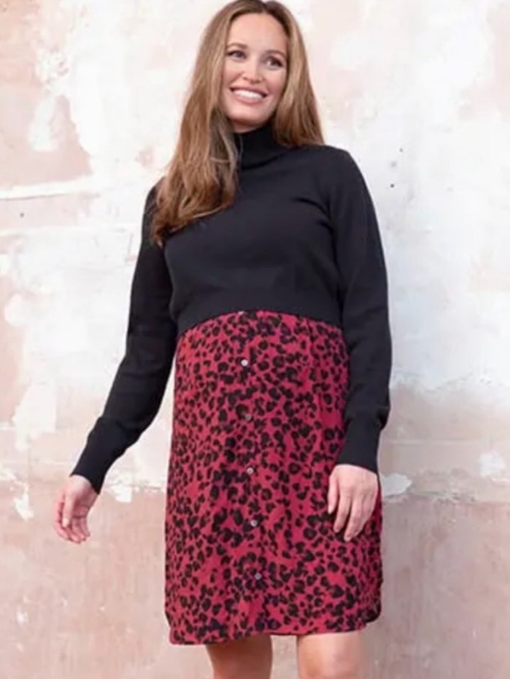 Seraphine Deandra Black & Red Animal Print Maternity & Nursing Dress